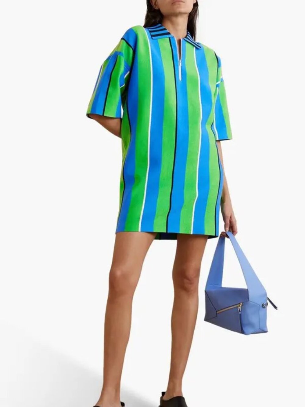 Zankov striped cotton-blend mini shirt dress - Sz S - BNWT